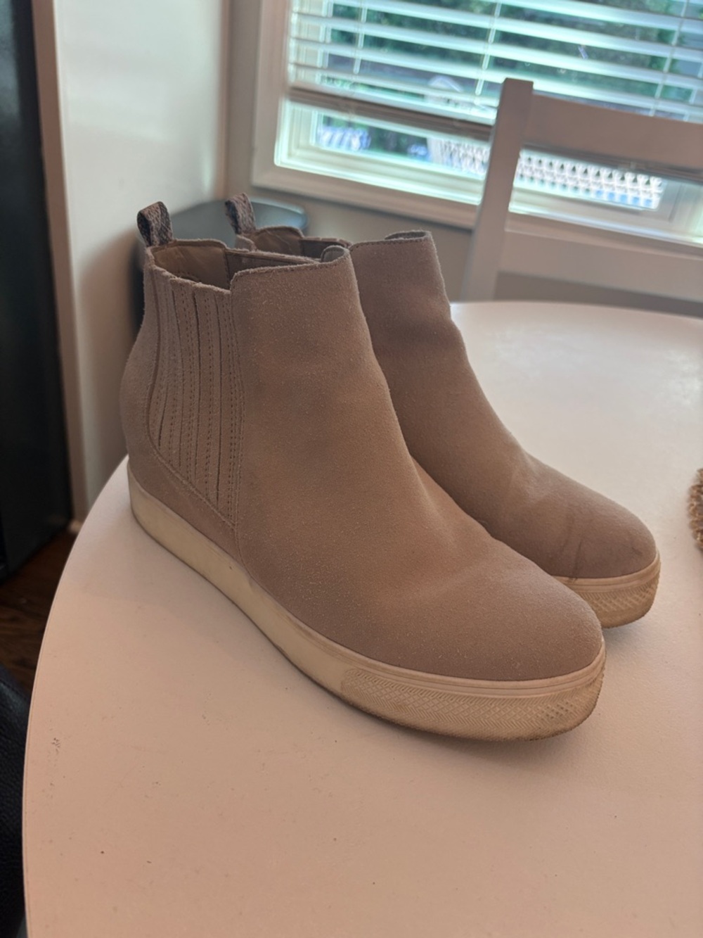 Dolce Vita Taupe Suede Slip-On Ankle Booties